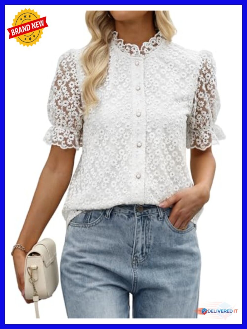 Women's Lace Blouse Floral Embroidery Boho Top